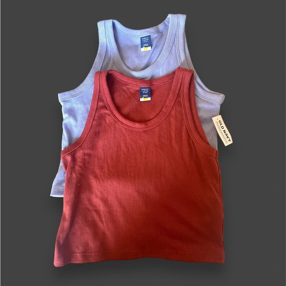 NWT Bundle of 2 Old Navy Ribbed Crop Ultralite Tank Youth Girls Large (10/12) - Picture 1 of 5